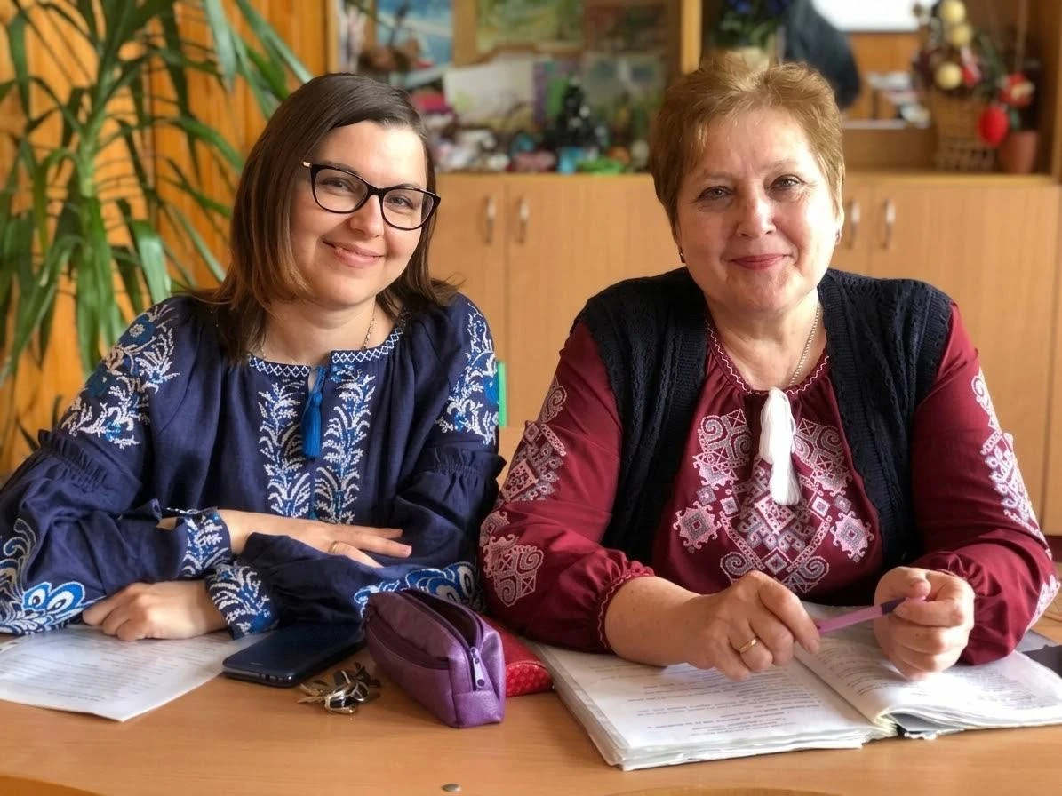 Завучі Кагарлицького ліцею №1 Лілія Литвин та Лариса Семенюк на відкритому уроці. 2021 рік