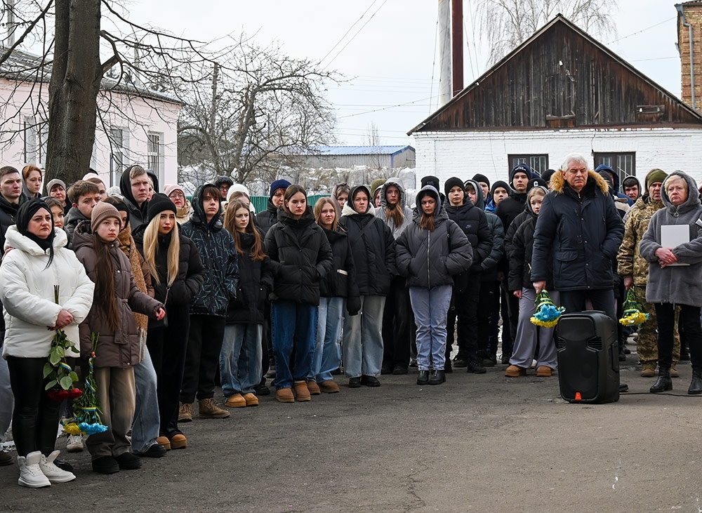 Під час відкриття меморіальних дощок загиблим Героям-випускникам на Кагарлицькому ліцеї №4