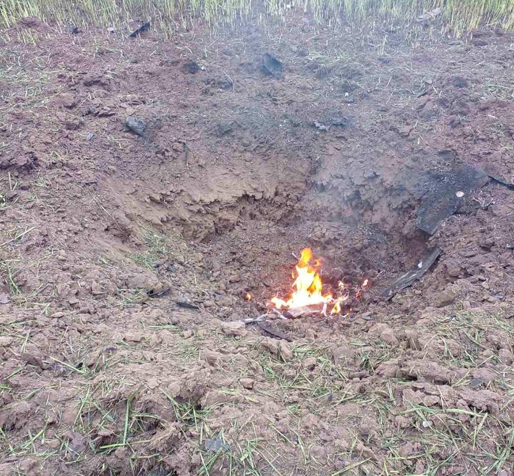 Місце падіння ворожого безпілотника в одному із сіл Кагарличчини