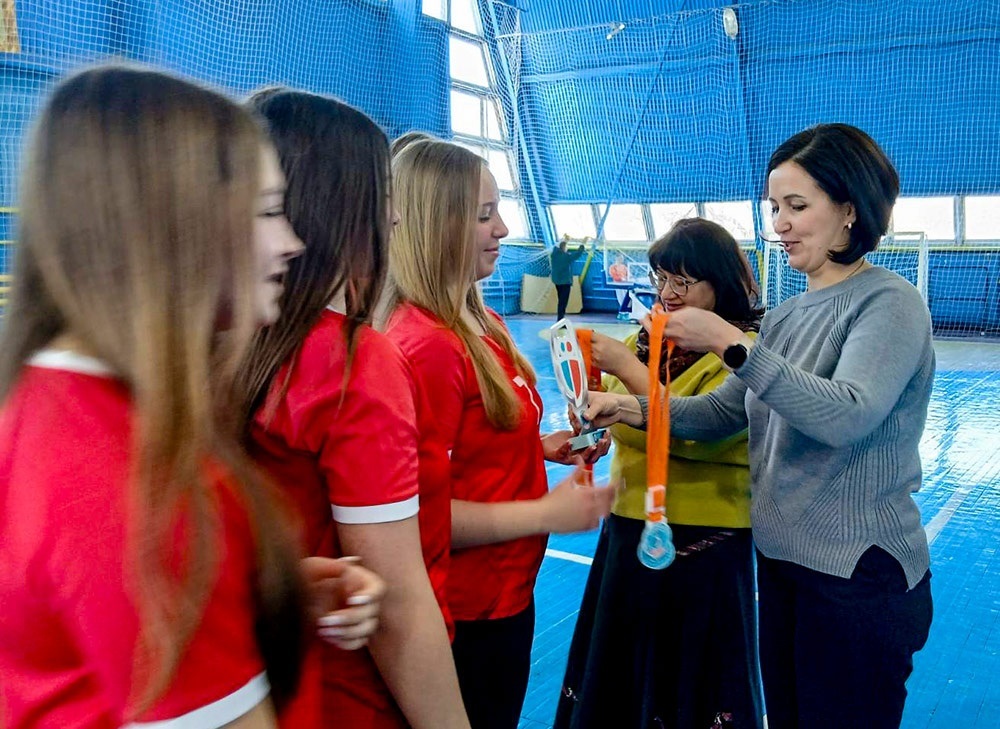 Вручення нагород призерам районного етапу змагань "Пліч-о-пліч" із баскетболу в Кагарлику