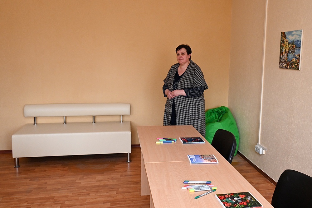 Директорка кагарлицького "Центру соціальних послуг" Тетяна Вітоха розповідає про облаштування дитячого простору